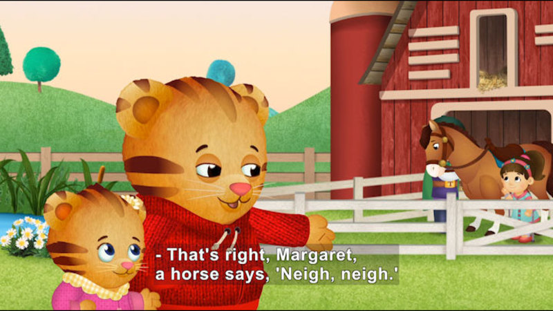 Still image from Daniel Tiger's Neighborhood: Daniel and Margaret Visit the Farm / Fireflies and Fireworks