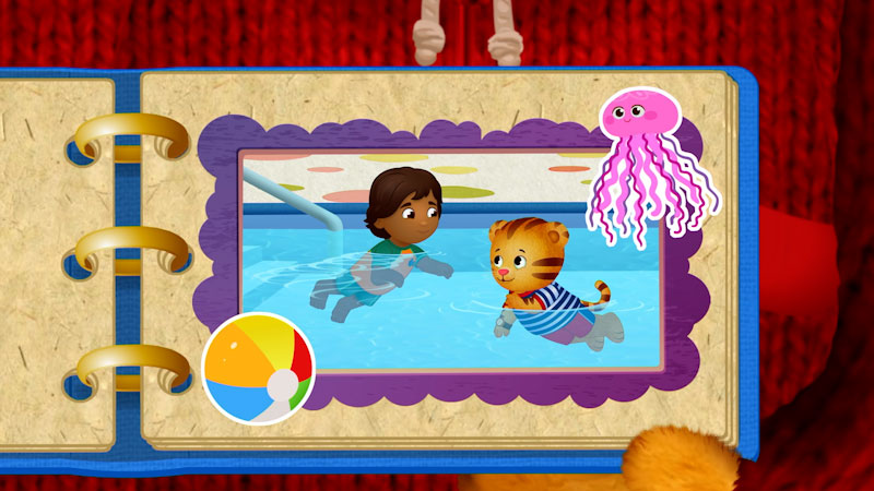 Still image from: Daniel Tiger's Neighborhood: Daniel Pretends at the Pool / Chrissie Pretends at the Library