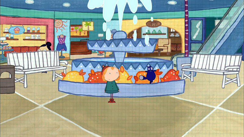 Still image from: Peg + Cat: The Mega Mall Problem / The Cleopatra Problem