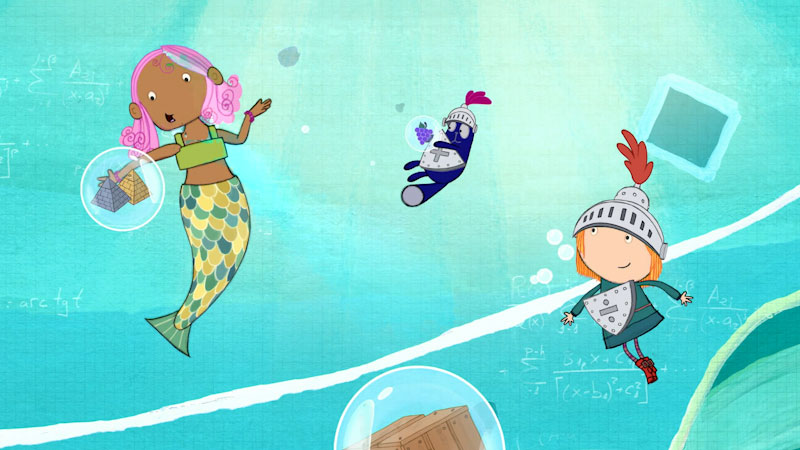 Still image from: Peg + Cat: The Mermaid in the Mall Problem / The Painting Problem