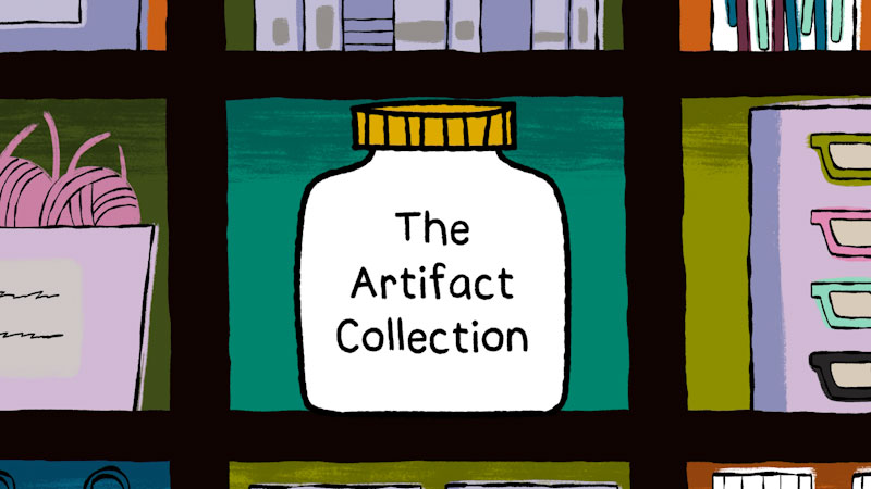 Still image from: Carl the Collector: The Artifact Collection / Mothership Day