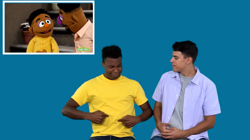 Still image from: Plaza Sésamo in ASL: Heart to Heart - Wes and Elijah (Spanish)