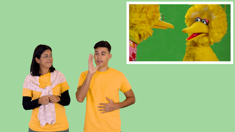 Still image from: Plaza Sésamo in ASL: Grandes Cambios (Spanish)