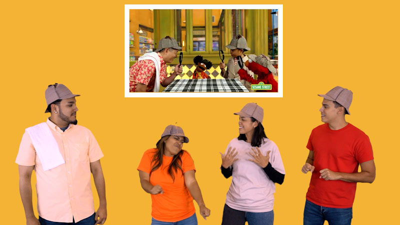 Still image from: Plaza Sésamo in ASL: Juego Adivina la emoción con Elmo y los amigos (Spanish)