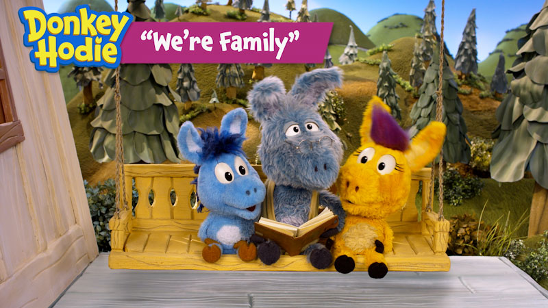 Still image from: Donkey Hodie Music Videos: We're Family