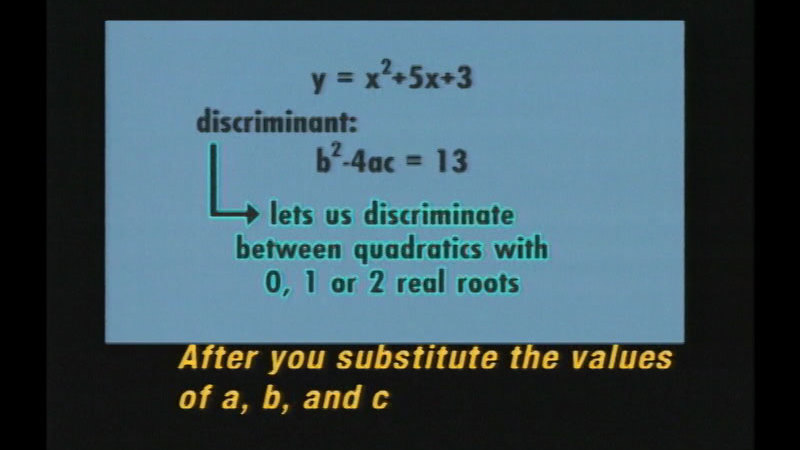 Still image from Algebra: The Quadratic Formula